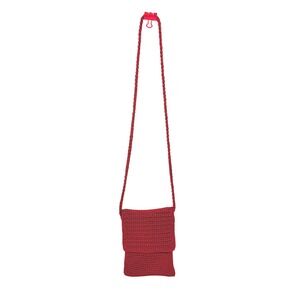 The Sak Crochet Crossbody Bag Red Woven Mini Purse Foldover Flap